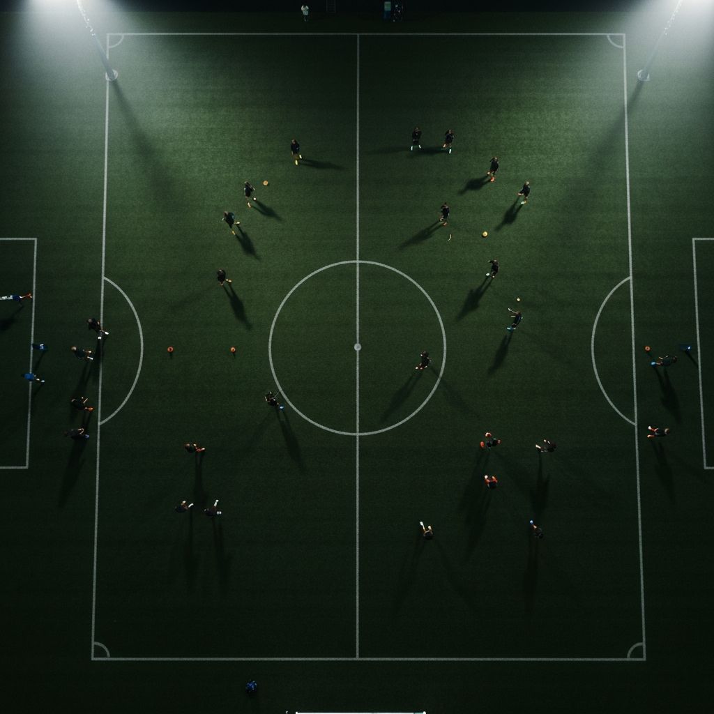 Aerial view of football training pitch
